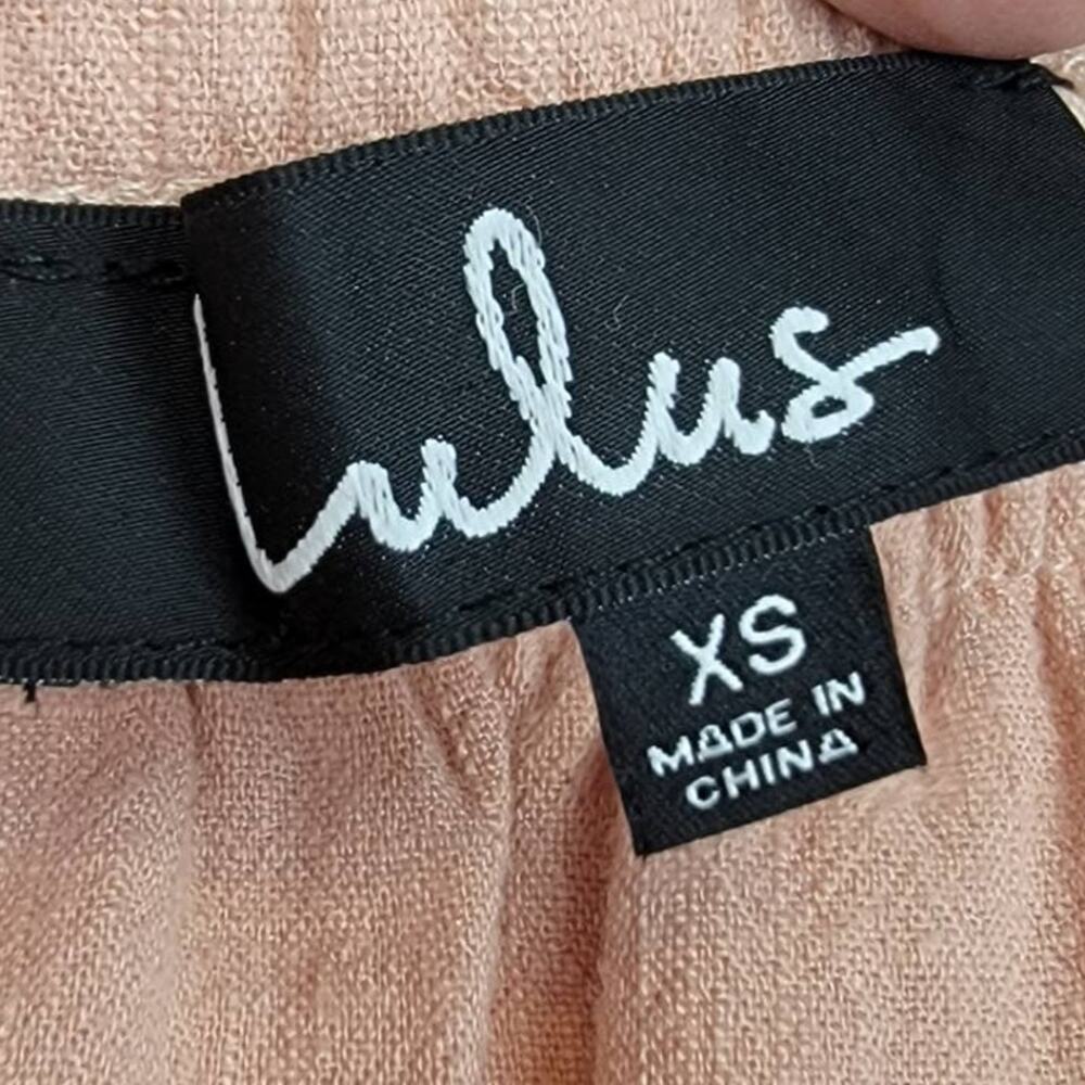 LULUS Off-Shoulder Pale Peach Linen Blend Dress NEW - Size XS - Picture 7 of 9